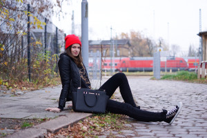 red beanie