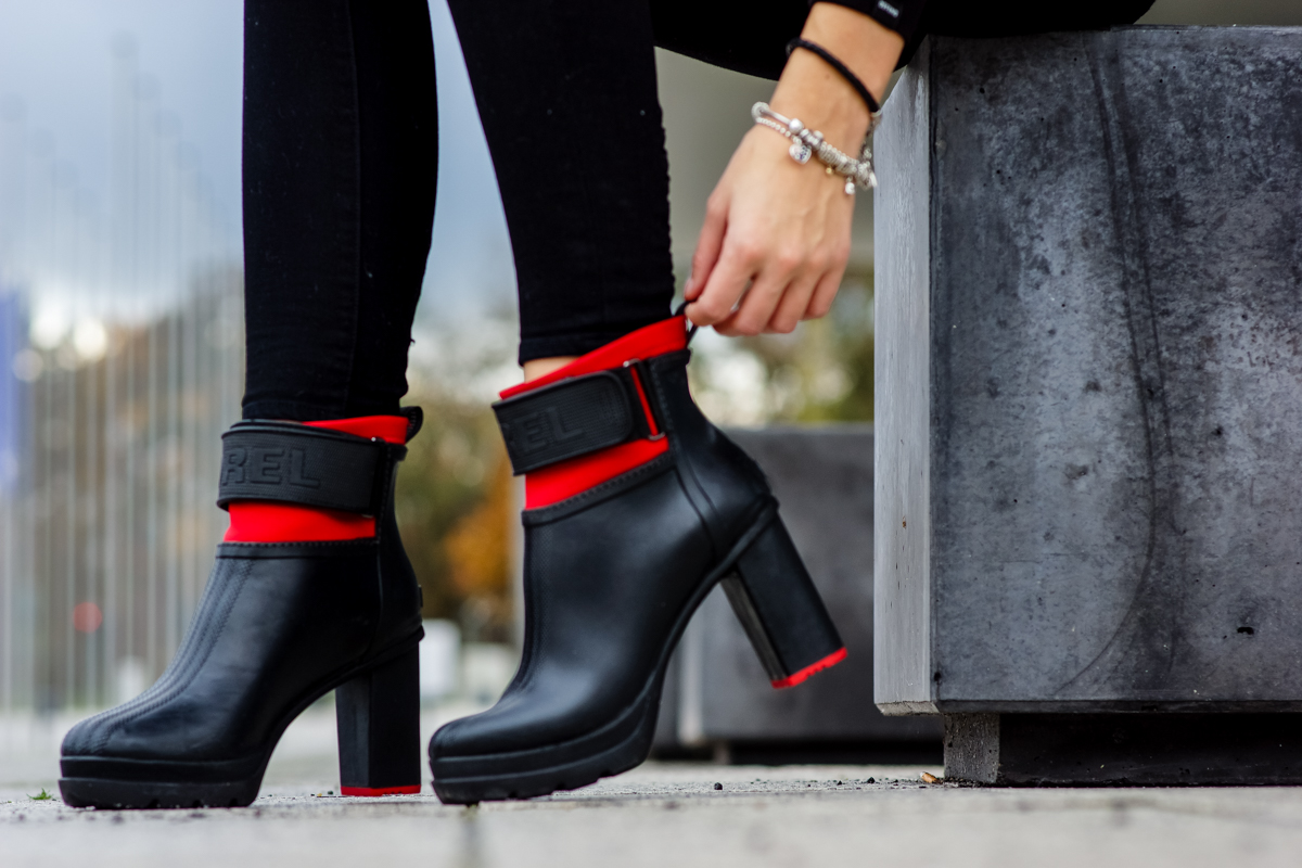 sorel heeled rain boots