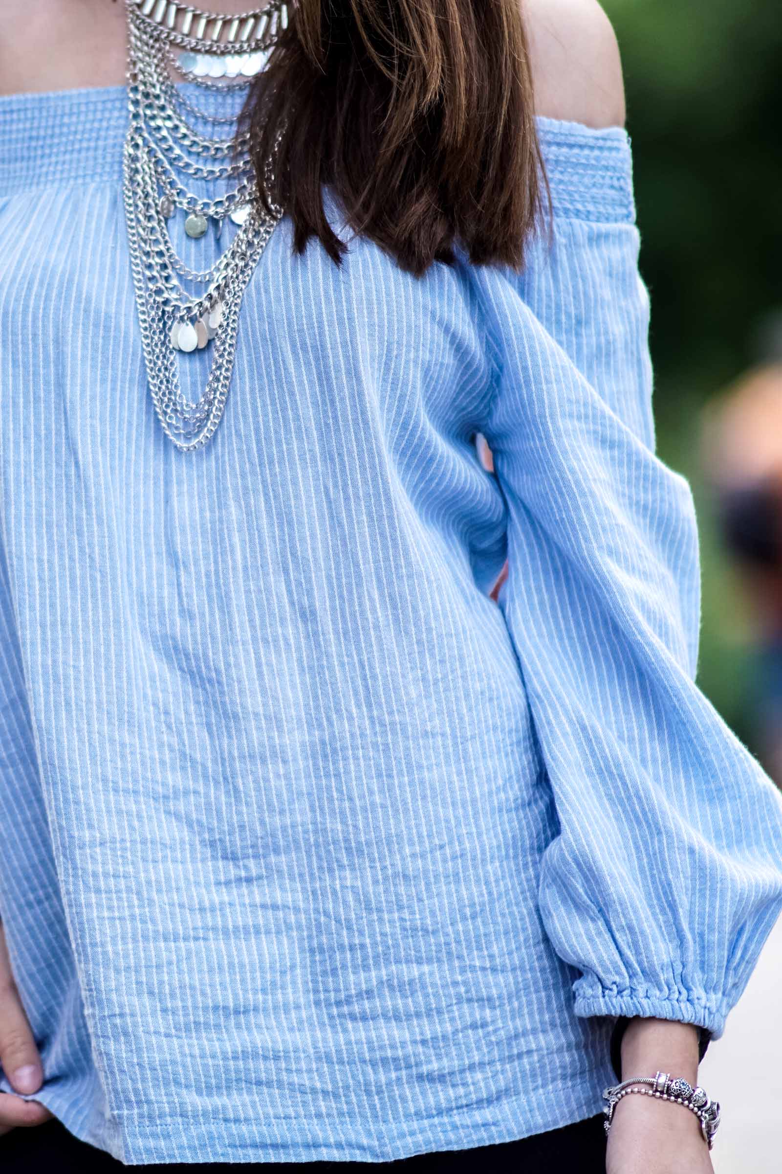 baby blue off shoulder top