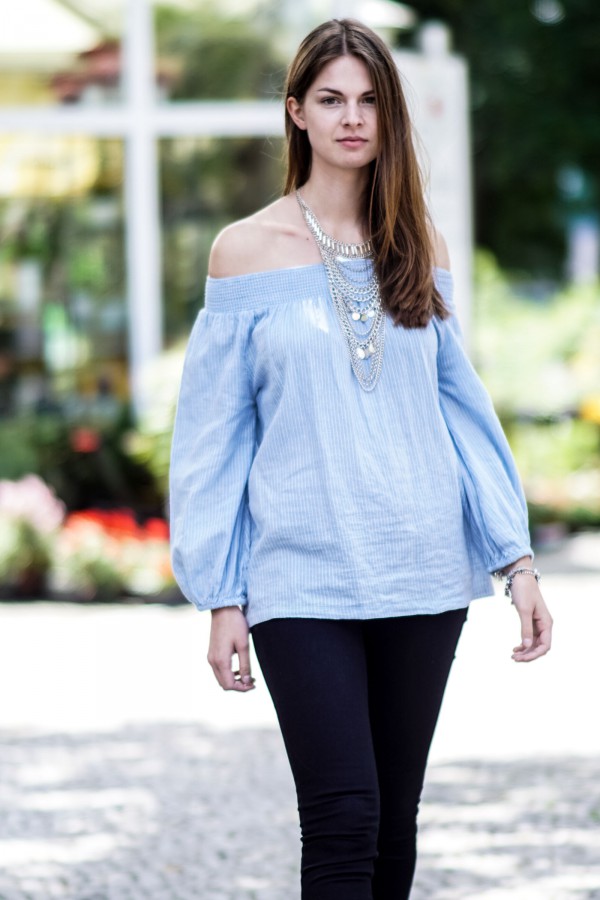 baby blue off shoulder top