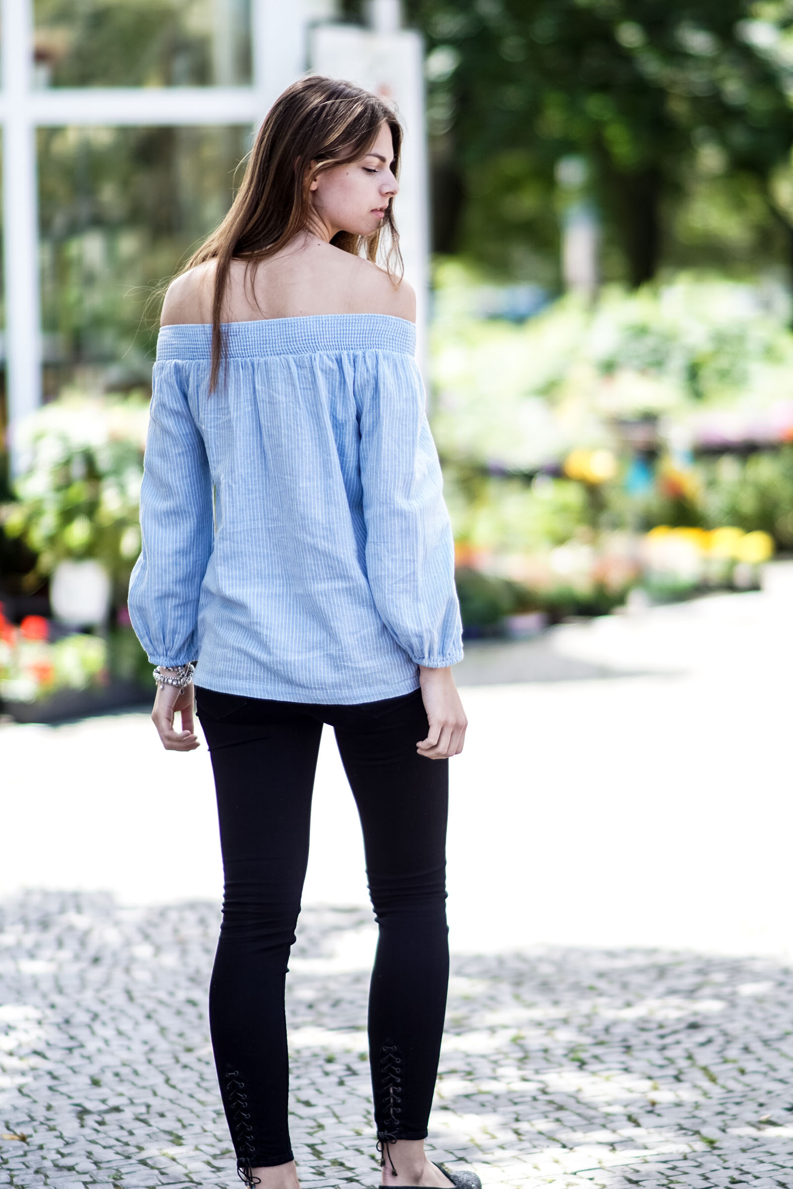 baby blue off shoulder top