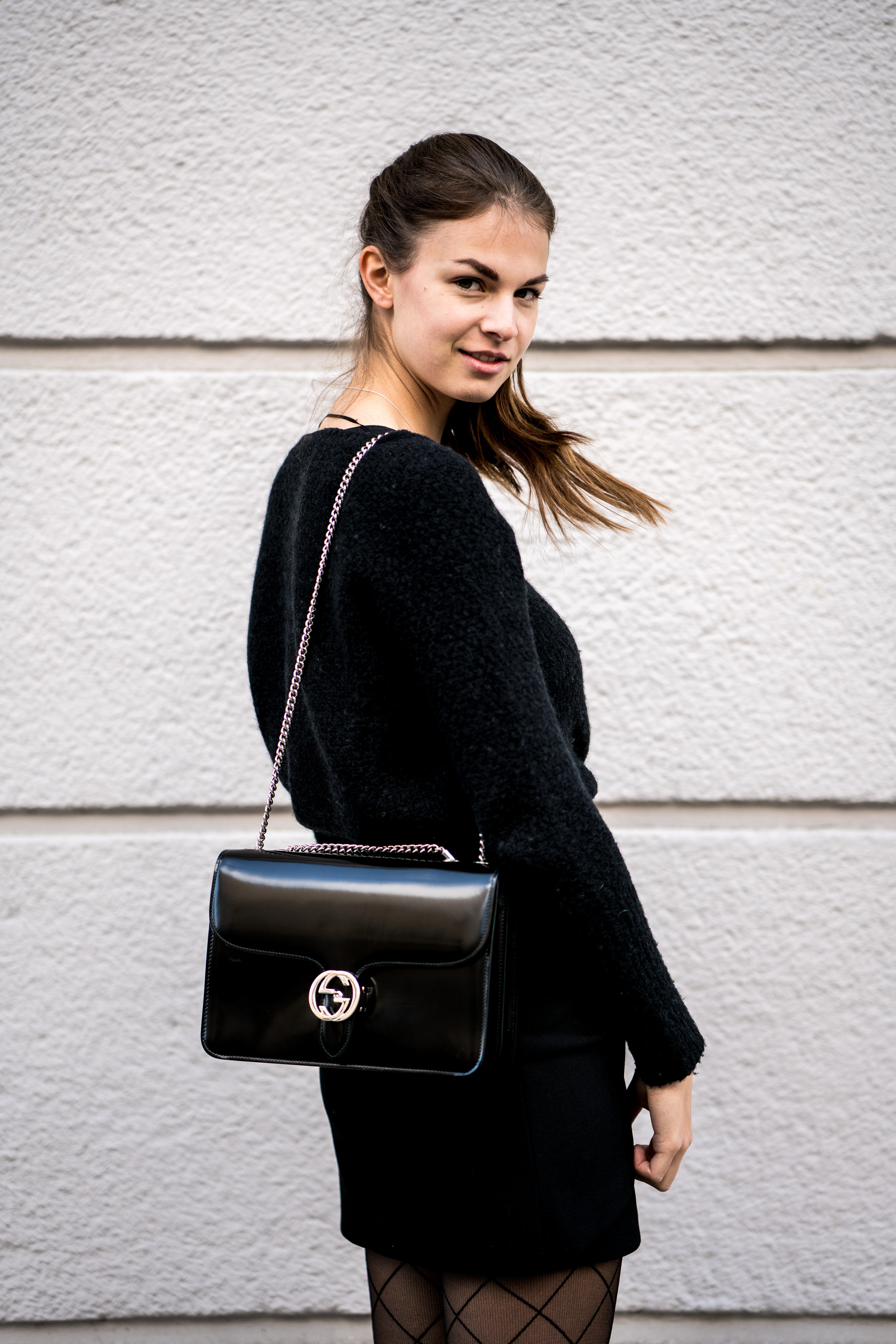 Black Skirt and Fishnet Tights || Casual Chic Outfit