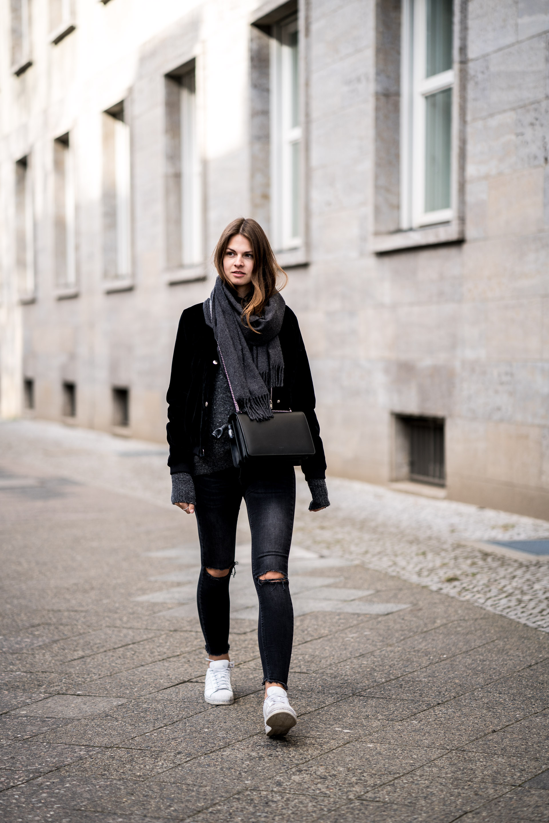 Black Velvet Bomber Jacket || Casual Everyday Outfit