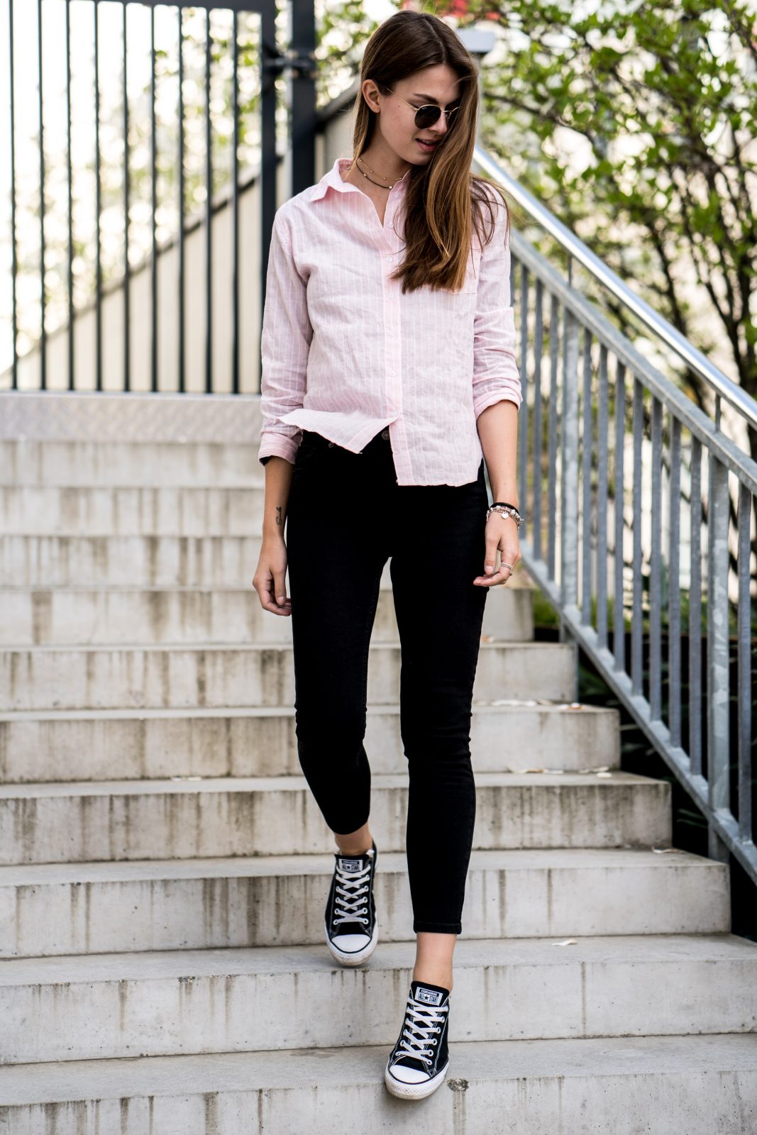 black top pink pants