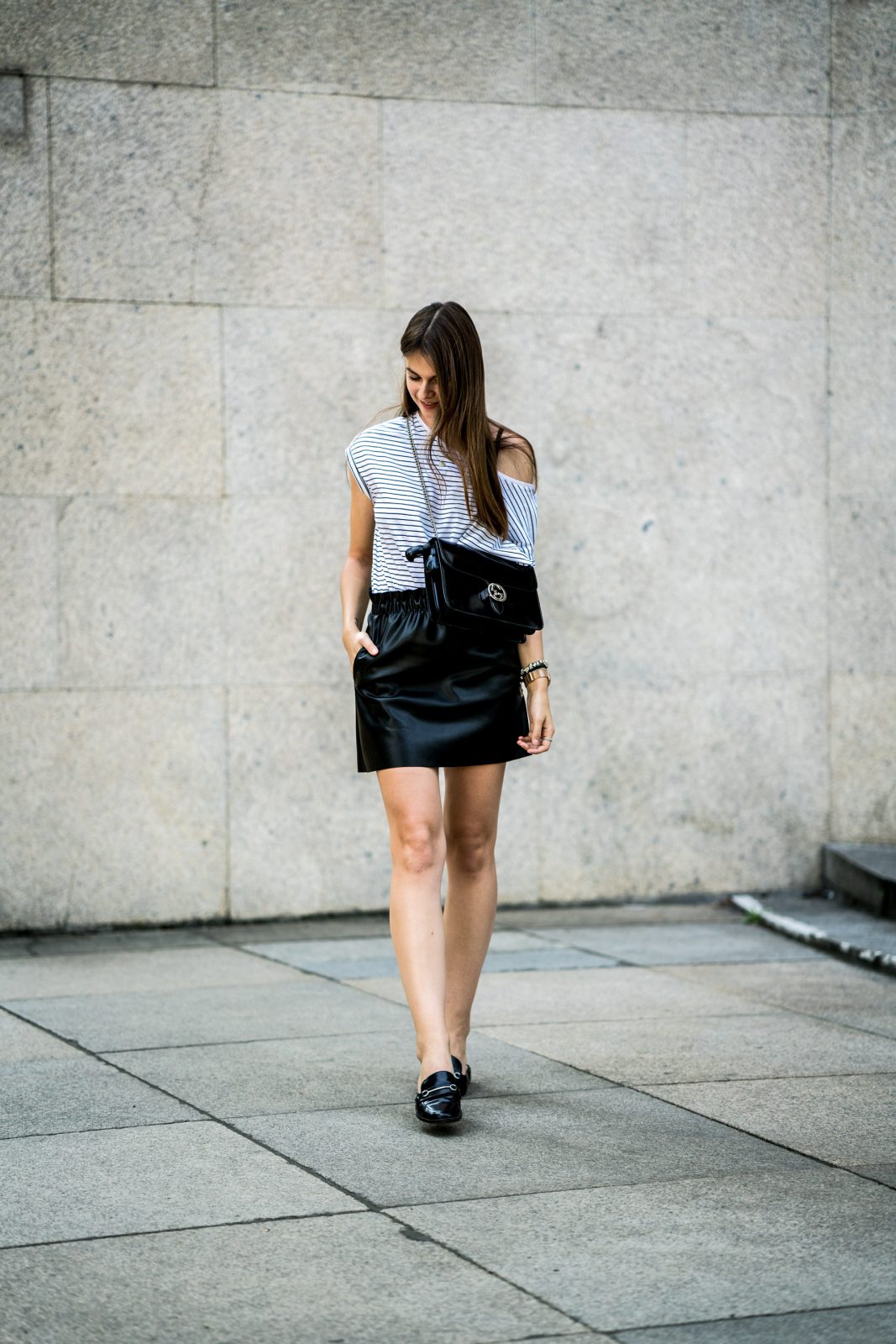 Leather Skirt x Striped Tee || Summer Outfit 2017 || Fashionblog Berlin