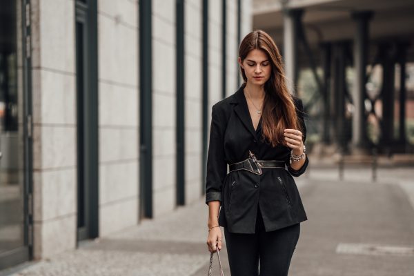 belted blazer outfit