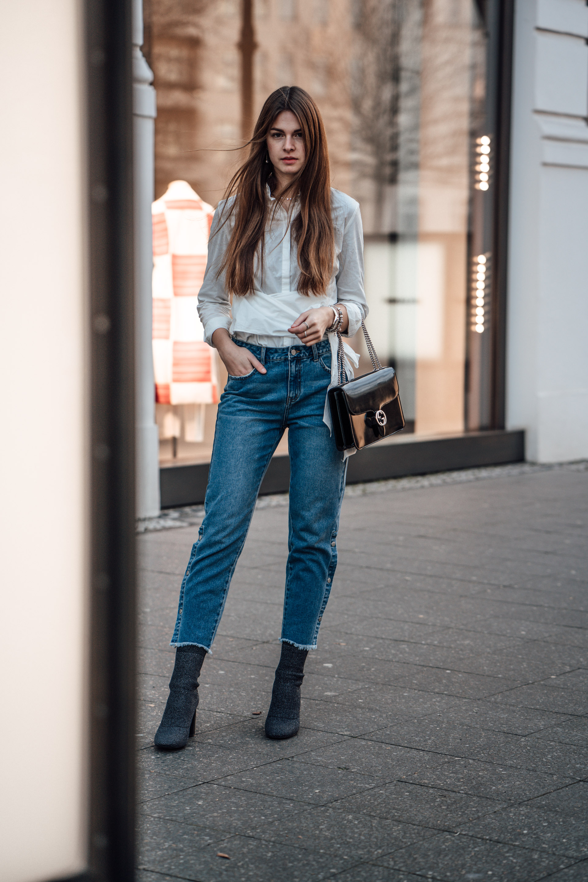 Fashion Advice: denim with button down detail || denim and wrap blouse