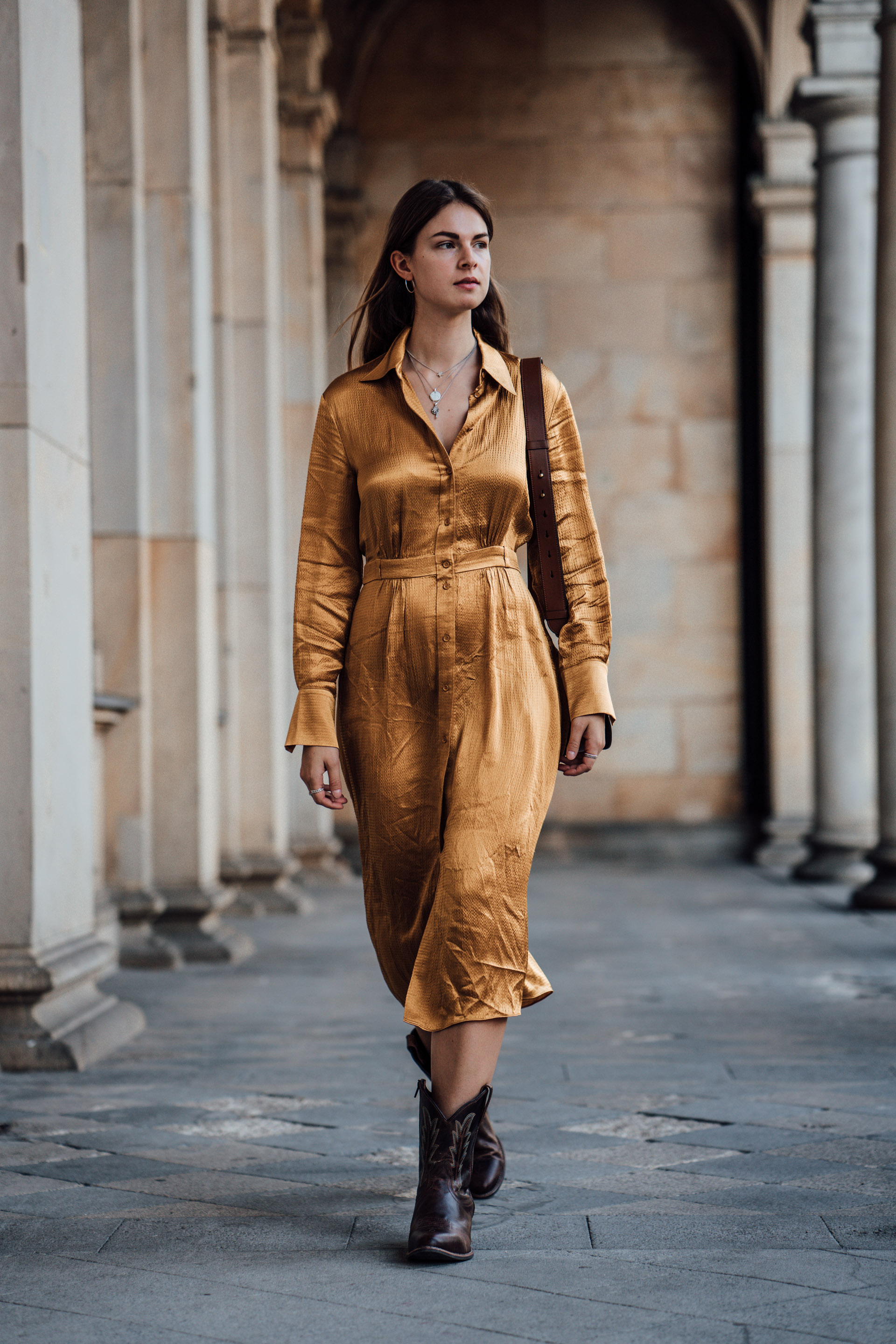 Midi Dress combined with Cowboy Boots 